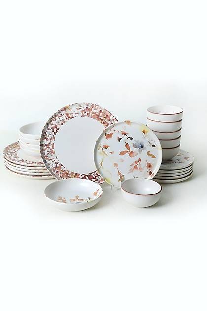 Keraart Brown Flowers Nordic Yemek Takm 24 Para 6 Kiilik 21431-32-33-93
