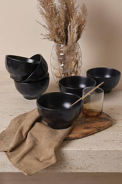Mat Siyah Organik Kase 15 cm 6 Adet 956
