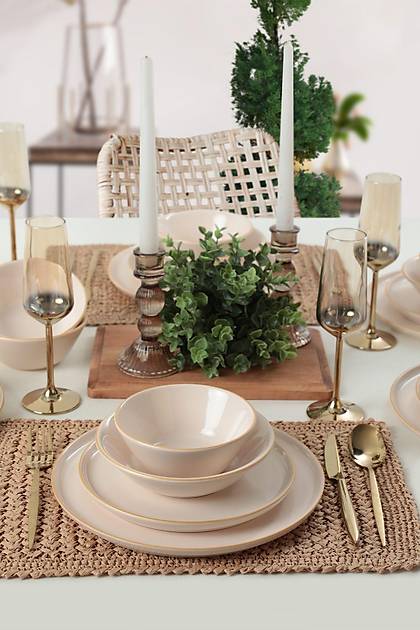Krem Gold Fileli Yemek Takm 24 Para 6 Kiilik 841600