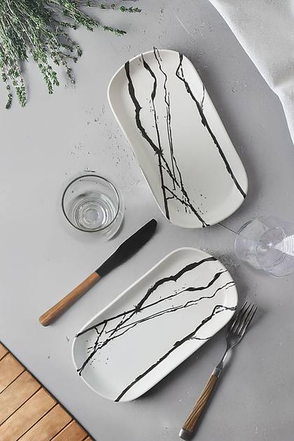 Beyaz Mermer Noyan Kayk Tabak 28 Cm 2 Adet 17951