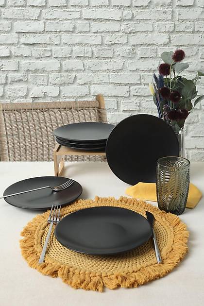 Mat Siyah Ege Pasta Taba 20 Cm 6 Adet 956