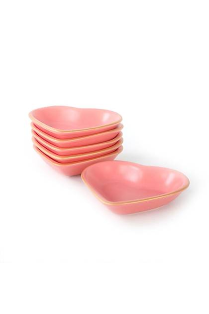 Mat Pembe Gold Kalp erezlik 14 Cm 6 Adet - 974