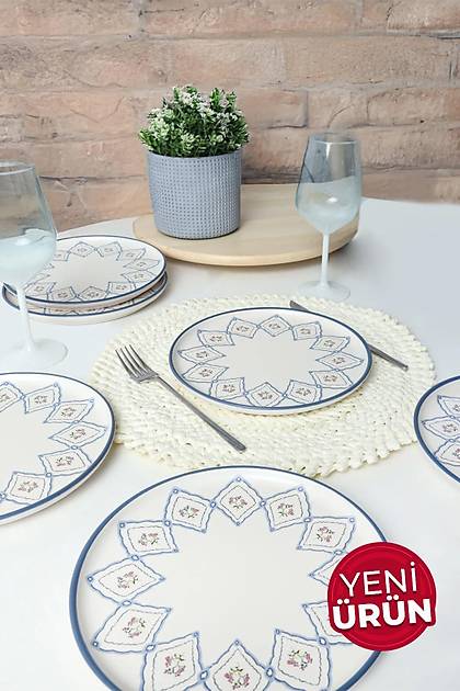 Floral Waves Nordic Pasta Taba 22 Cm 6 Adet 22669