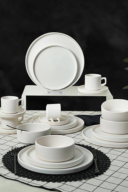 Mat Beyaz Stackable Yemek/Kahvalt Takm 20 Para 4 Kiilik