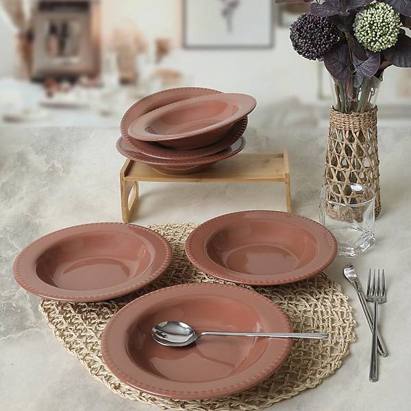 Kahverengi Bella Yemek Taba 21 Cm 6 Adet 605