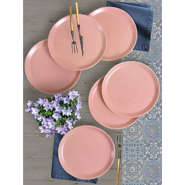 Mat Ak Pembe Hitit Servis Taba 25 Cm 6 Adet