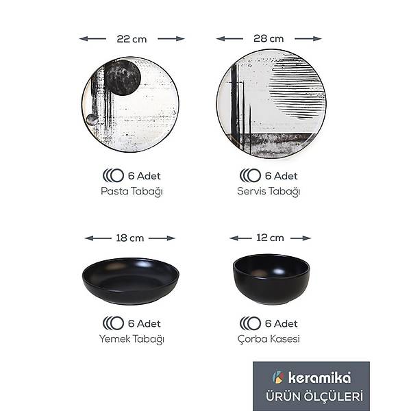 Keraart Shadowy Yemek Takm 24 Para 6 Kiilik 21783-84