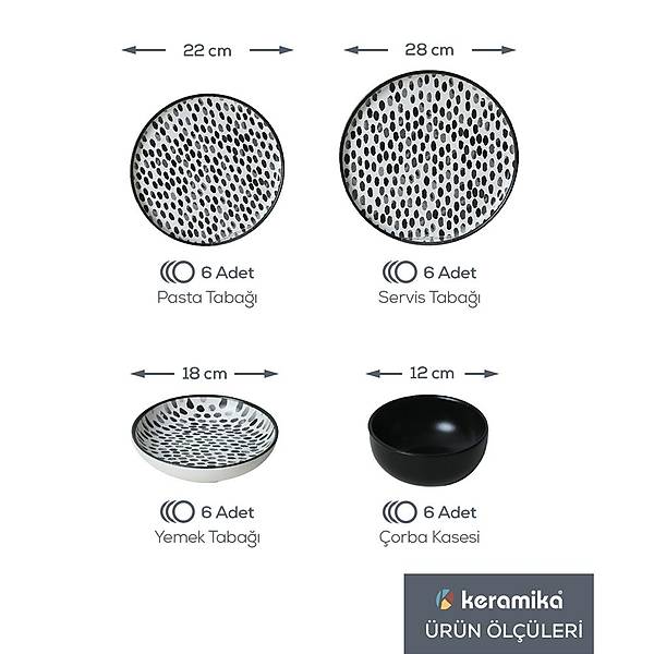 Keraart Shadow Nordic Yemek Takm 24 Para 6 Kiilik 21434