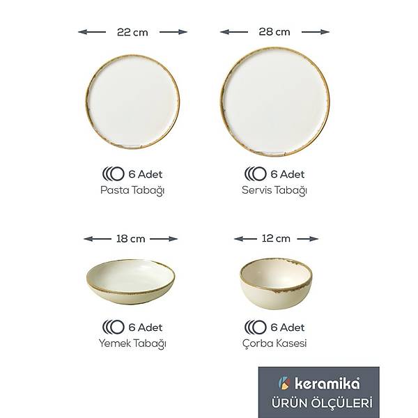 Straw Nordic Yemek Takm 24 Para 6 Kiilik