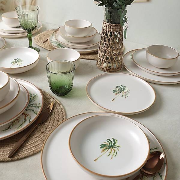 Bronze Palmiye Yemek Takm 24 Para 6 Kiilik 22901-02-03