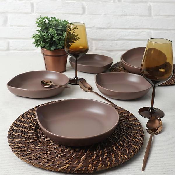 Mat Ak Taupe Serenity Yemek Taba 21 Cm 6 Adet 958