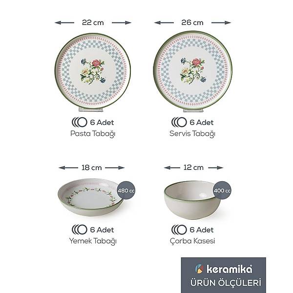 Rose Line Yemek Takm 24 Para 6 Kiilik 22909-10-11
