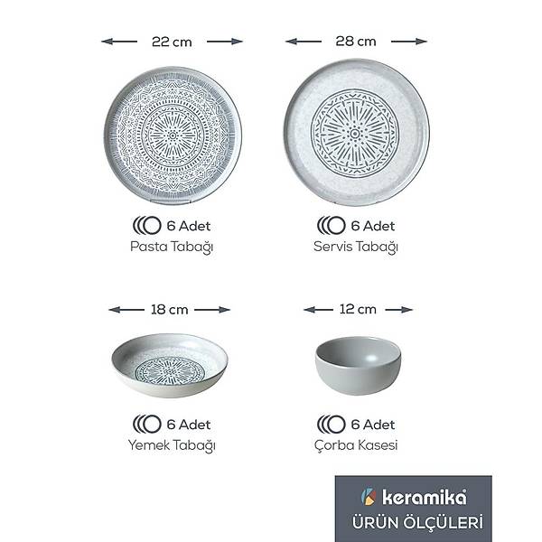 Stone Nordic Yemek Takm 24 Para 6 Kiilik 21426-27