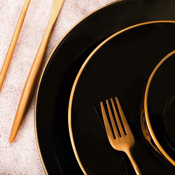 Ege Siyah Gold Yemek Takımı 30 Parça 6 Kişilik
