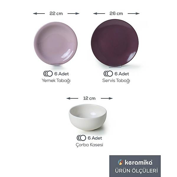 Purple Mix Yemek Takm 18 Para 6 Kiilik 031-451-498