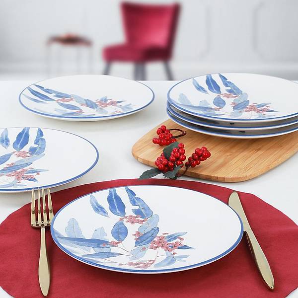 Blue Flowers Pasta Taba 20 Cm 6 Adet - 19768