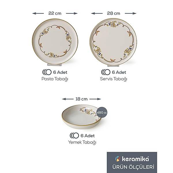 Bronze Bloom Yemek Takm 18 Para 6 Kiilik 22926-27-29