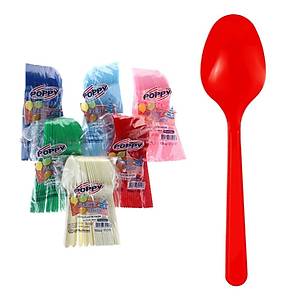 Poppy Plastik Renkli Kaşık 10'lu - Canlı Renklerde Pratik ve Şık Kaşık Seti