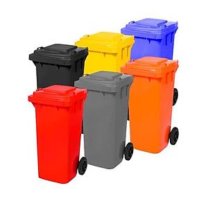 Plastik ��p Konteyneri 240 lt Renkli - Dayan�kl� ve B�y�k Kapasiteli ��p Kovas�