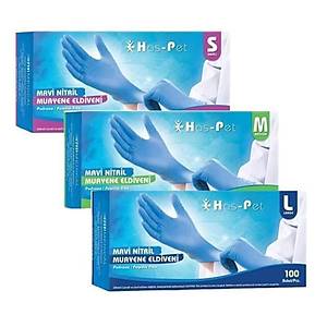 Haspet Pudras�z Mavi Smal Nitril Eldiven MDR Medium 100 l�