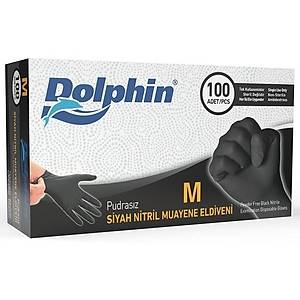 Dolphin �ok Ama�l� Siyah Nitril Eldiven (M)  Mdr 100'l� - Dayan�kl� ve Konforlu