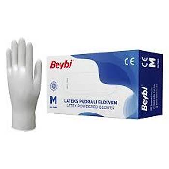 Beybi Latex Pudral Muayene Eldiven (M) 100'l  Konforlu ve Hijyenik Tbbi Eldiven