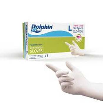Dolphin Latex Pudralı Muayene Eldiven (L) MDR 100'lü – Sağlık İçin Güvenli ve Konforlu Eldiven