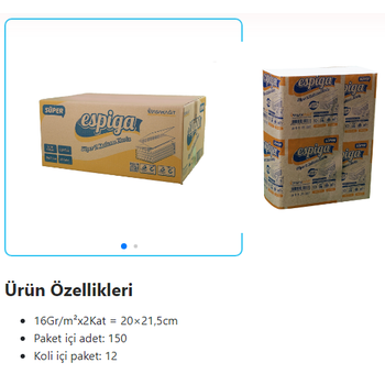 Espiga Z Katl Kat Havlu  150 Adet  20*21,5 cm 16 gr/m2
