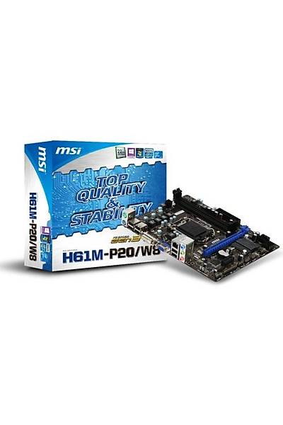 MSI H61M-P20/W8 DDR3 1333MHz VGA 1155p Anakart