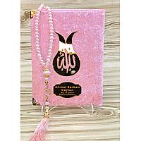 Kadife Yasin kitab Laleli inci tesbih Tl keseli anta Boy 13x17 cm