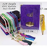 Pleksi isimli Kadife Yasin kitab PVC kutu inci Tesbihli anta Boy