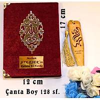 Kadife kaplý yasin kitab Geniþ Aynalý Pleksi Allah Lafýzlýý Çanta Boy 12x17 cm 128 sf.