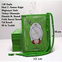 ri Yazl Yasin Kitab Yeil Kapak  Tl kese + 99 lu tesbih anta Boy 12x16cm 128 sayfa