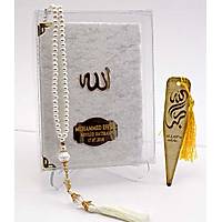 Pleksi isimli Kadife Yasin kitab PVC kutu inci Tesbihli anta Boy