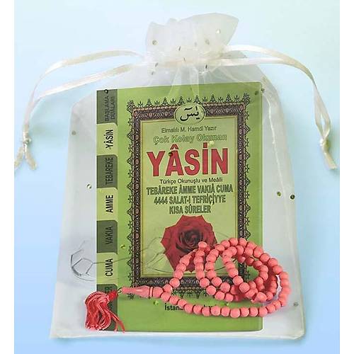 Yasin kitab Tl Kese Gl Kokulu Tesbih cep boy Mevlt seti 9x13cm 128 sf.