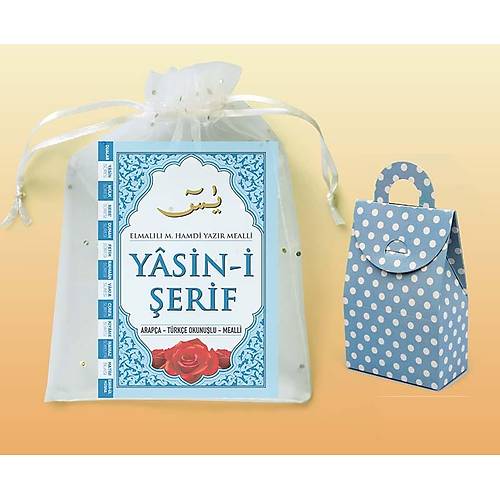 Mevlt Seti Yasin Kitab Mavi Kapak 16x24 cm Mevlt ekeri Klah +Tl Kese