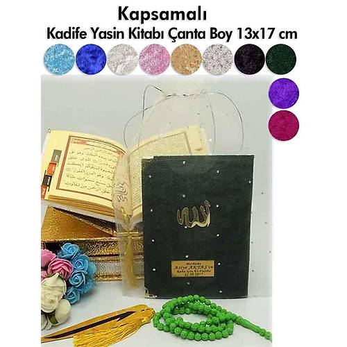 Kadife Yasin kitab Set Kapsamal 216 sayfa Tl kese Gl Kokulu Tesbih