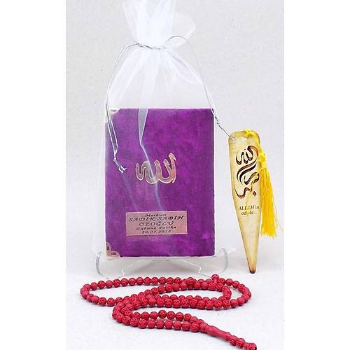 Kadife Yasin kitab Set Tl kese Tesbih Cep Boy Mevlt hediyesi