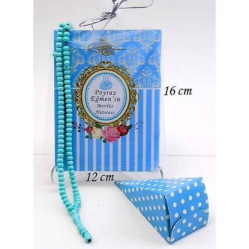 Mavi kapak Yasin Kitab Tll Tesbihli eker Kutulu Mevld Hediyesi