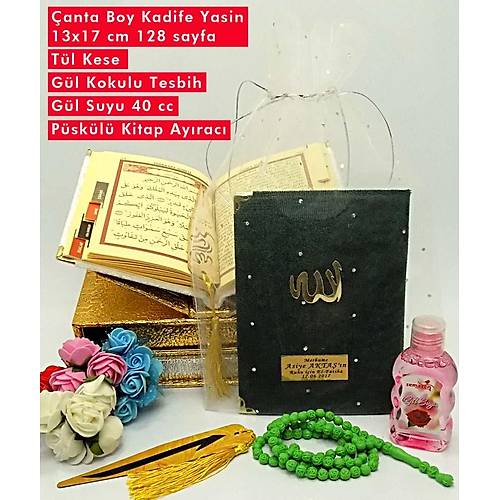 Kadife Yasin kitab Set Tl kese, tesbih, Gl Suyu, anta Boy