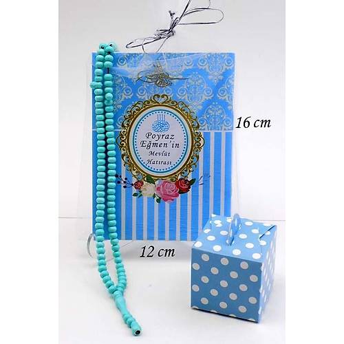 Mavi kapak Yasin Kitab Tll Tesbihli eker Kutulu Mevld Hediyesi