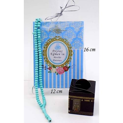 Mavi kapak Yasin Kitab Tll Tesbihli eker Kutulu Mevld Hediyesi