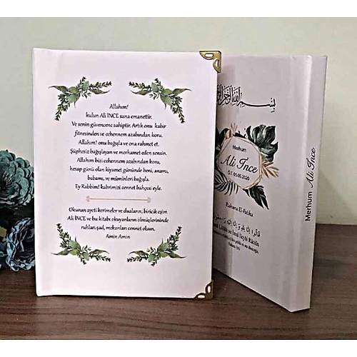 Kiiye zel isim baskl Yasin kitab Ciltli Krem iekli Kapak 13x17cm 128 sayfa