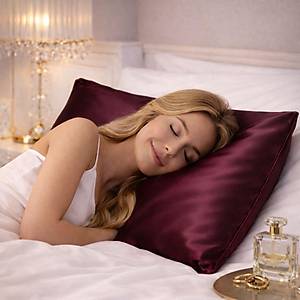 Premium 22MM �pek Kalitesinde Vi�ne Rengi �pek Yast�k K�l�f�