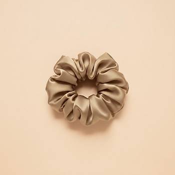 Saf �pek Bej Toka Scrunchie B�y�k Boy