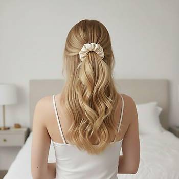 Saf �pek A��k Sar� Toka Scrunchie B�y�k Boy