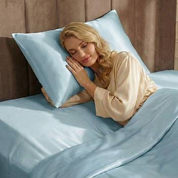 Premium 22MM Toz Mavi Fermuarl� �pek Yast�k K�l�f�