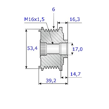 C-Max arj - Alternatr Dinamo Kasna (G:53,4 mm. - Y:39,2 mm. - D :17 mm.) 2011-2015 | INA