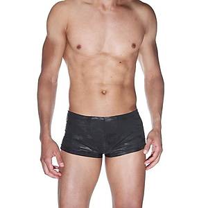 Deri G�r�n�ml� Siyah Erkek Boxer Giyim