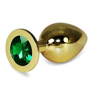 Gold Yeşil Taşlı Büyük Boy Konik Metal AnalPlug